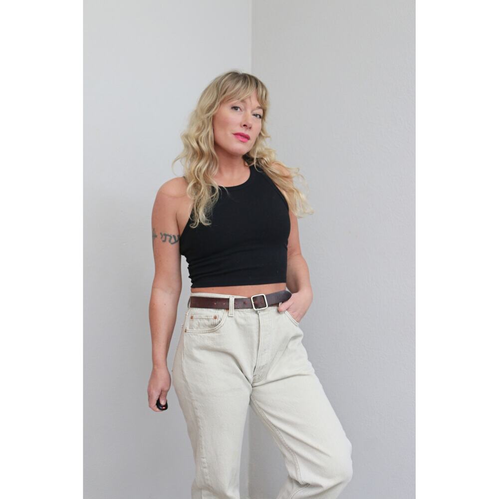 1990's  Levi's 501 USA Made Oatmeal Button Fly Jeans Women's SM MD 32" 33" Waist - Picture 9 of 11
